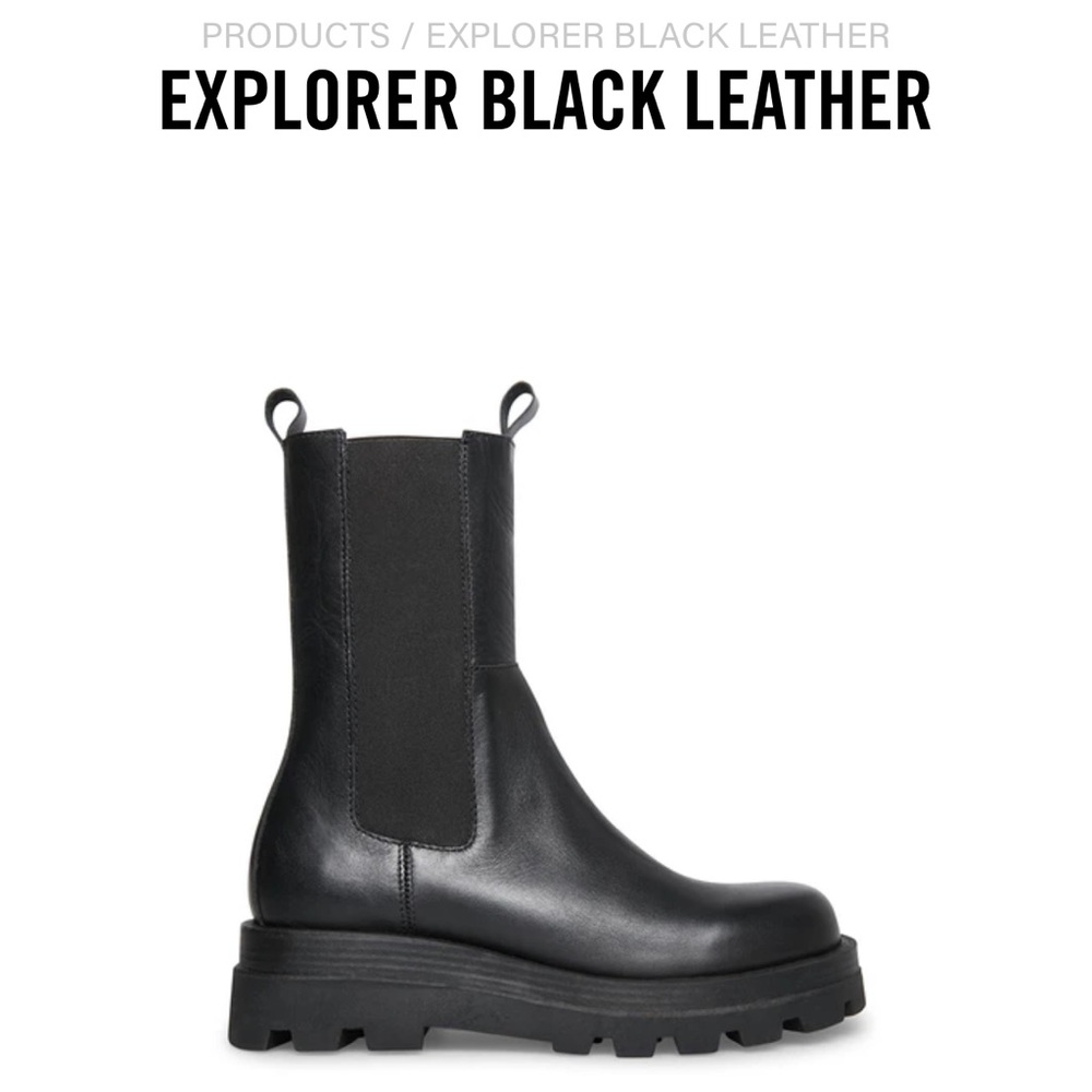 Steve Madden explorer black leather boots